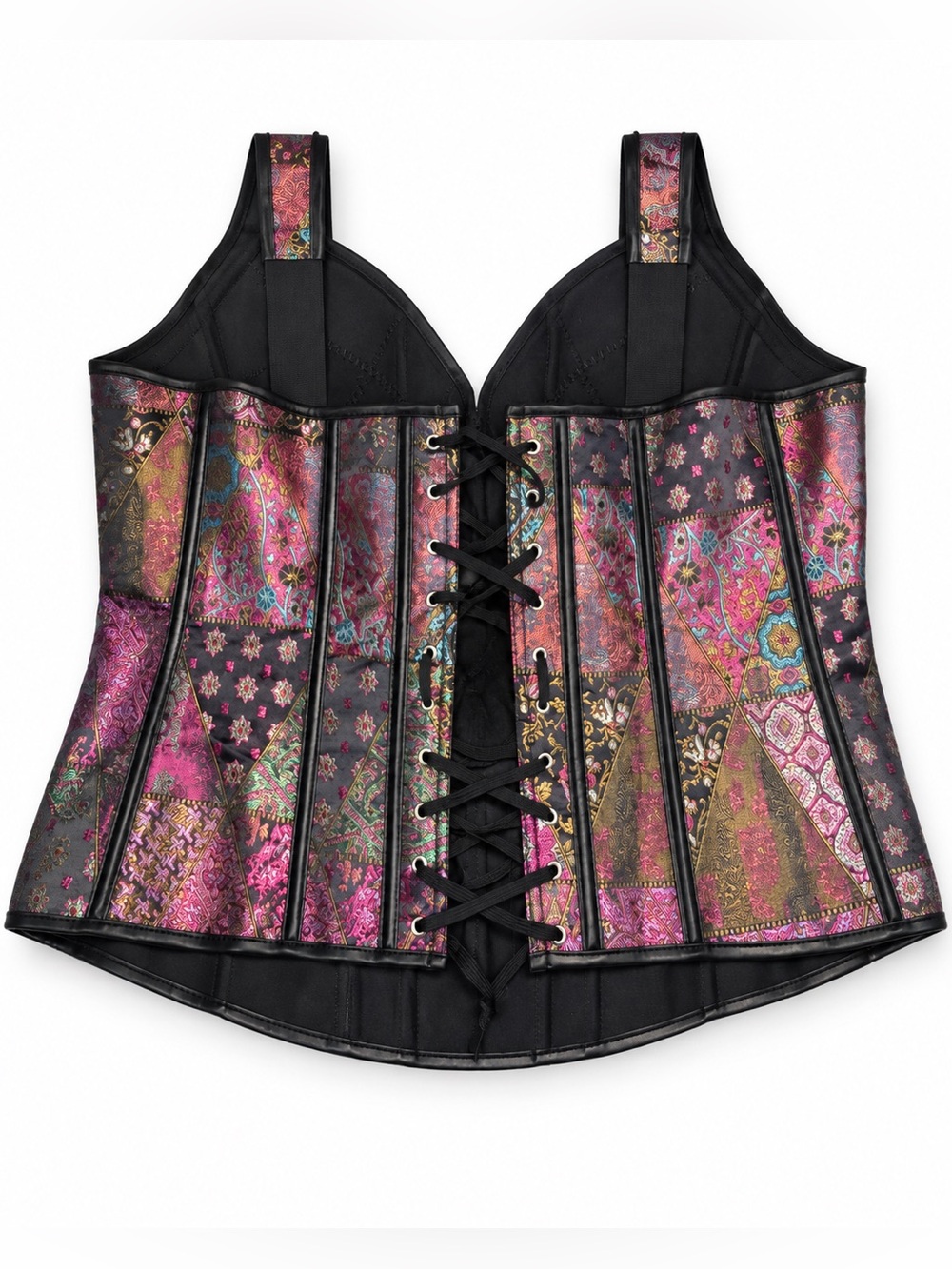 Victorian gothic Boho Jacquard Overbust Corset Top - Picture 4 of 14